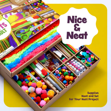 Arts & Crafts Vault - Craft Supplies Kit for Kids - Activity Crafting in a Box - Gifts for Girls & Boys Ages 4-12 Years