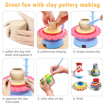 Pottery Wheel Kit for Kids, Art Supplies Arts & Crafts Kit Gift for Girls Boys Ages 8+