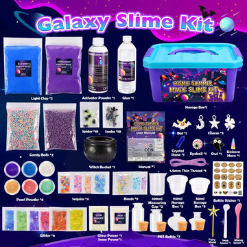Slime Kits for Girls 6-9-12, Kids Slime Making Kit Gifts for 5 6 7 8 9 10 Years Old Girls Boys, Galaxy Slime Potion Kit, 6-12 Year Old Birthday Gift for Christmas