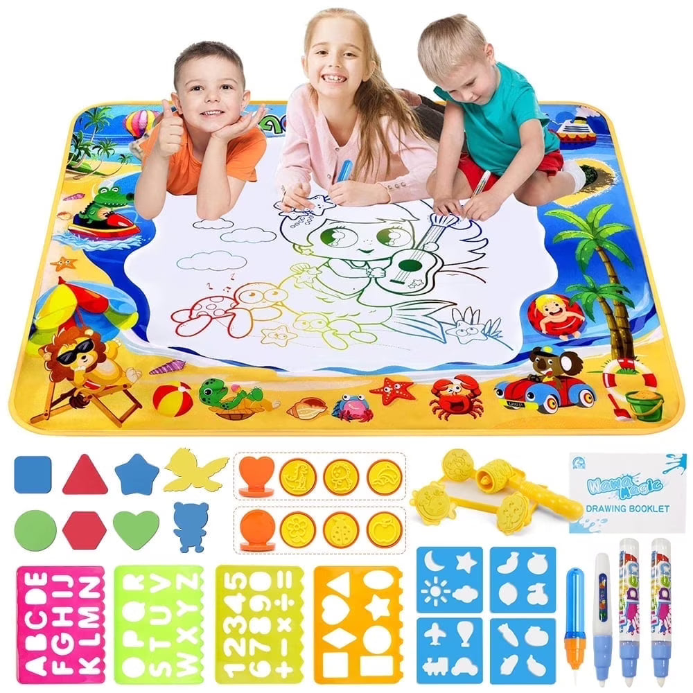 Doodle Drawing Mat, 40 x 32 inch Large Aqua Magic Water Drawing Mat Toy Gifts for Boys Girls Kids Painting Writing Pad Educational Learning Toys for Toddler 3 4 5 6 Years Old