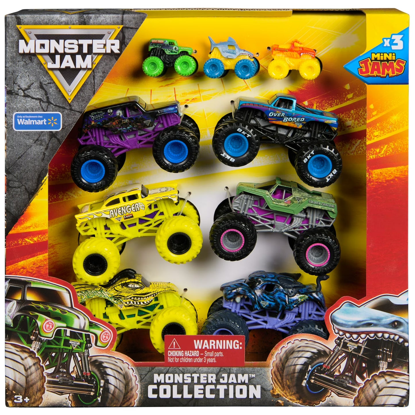 Monster Jam, Official Monster Jam Collection 9-Pack Monster Trucks, 1:64 & 1:87 Scale