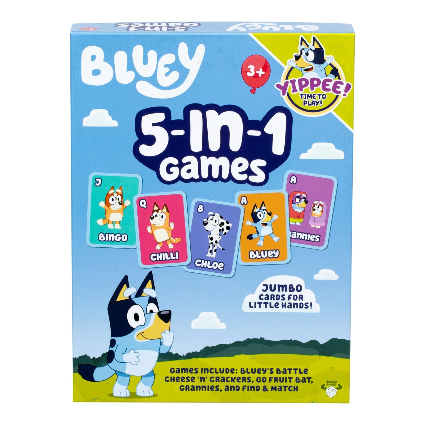 Bluey 5 Family Favorites Card Game Set, Includes Fun Bluey Versions of Snap, War, Go Fish, Old Maid And Memory, With 53 Jumbo Sized Cards, 2 - 4 Players, Ages 3