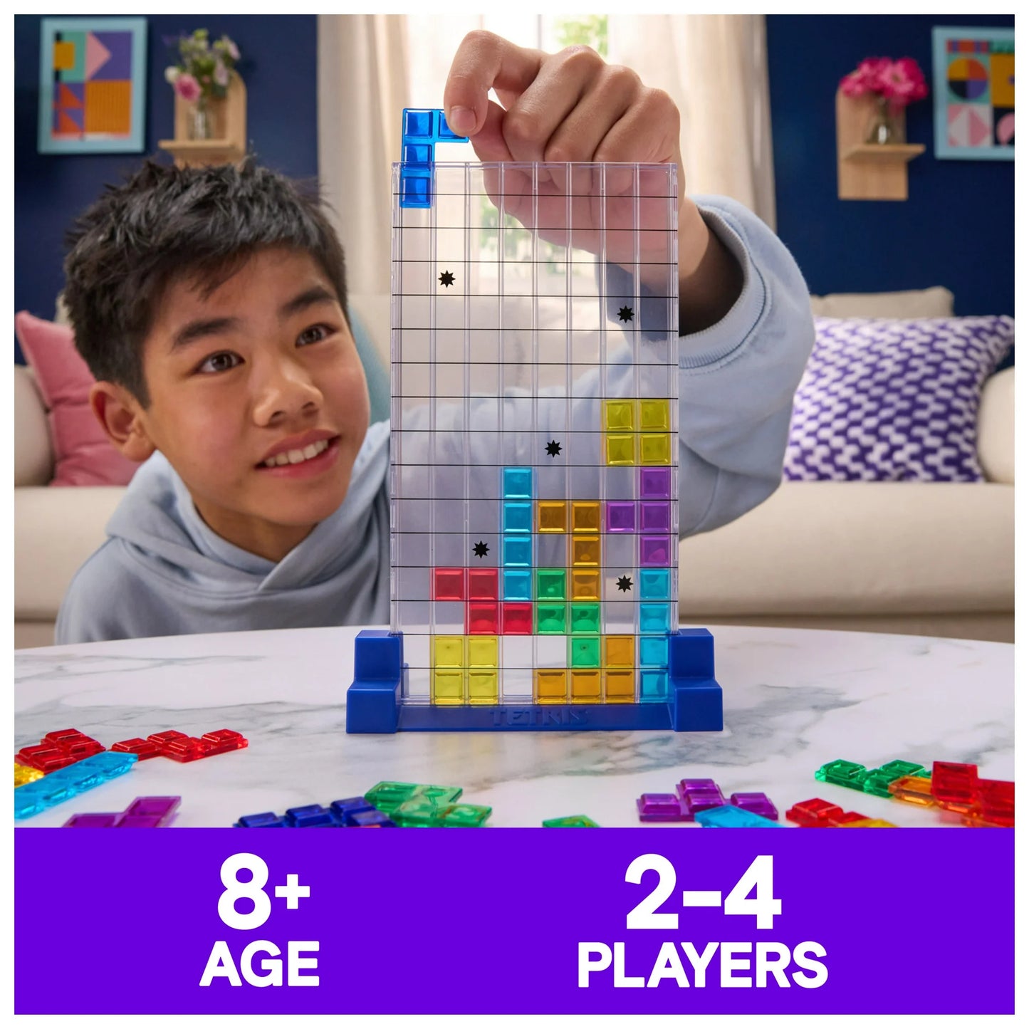 Spin Master Games, Tetris: The Board Game, Multiplayer Head-to-Head Challenge, 2-4 Players, for Ages 8 and up