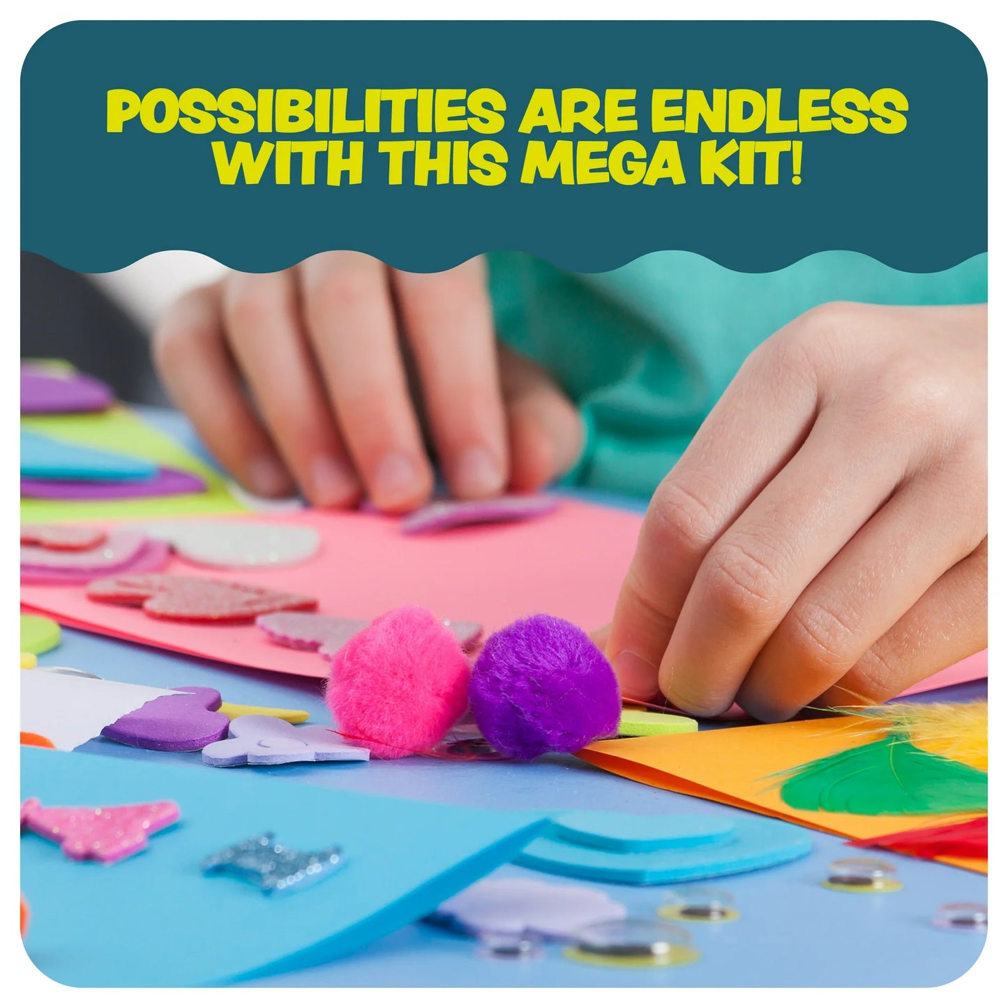 Arts & Crafts Vault - Craft Supplies Kit for Kids - Activity Crafting in a Box - Gifts for Girls & Boys Ages 4-12 Years