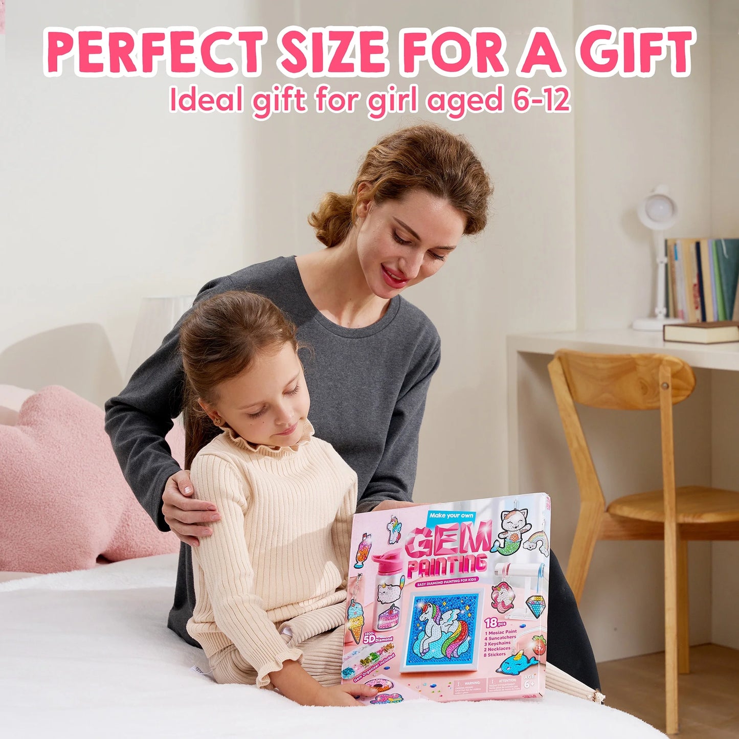 16 Projects Big Gem Art,5D Gem Painting Activities Kits for Kids, Diamond Arts And Crafts for Girls 6-12,Christmas Birthday Gift