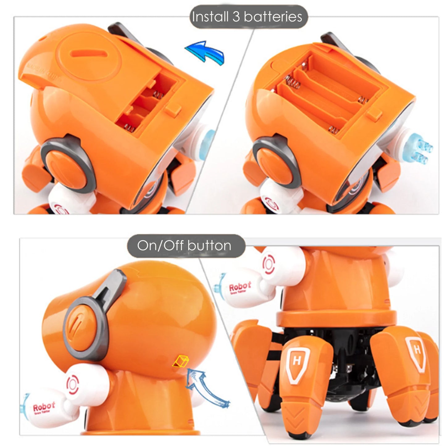 Lvelia Robot Toy for Kids, Intelligent Electronic Walking Dancing Robot Toys with Flashing Lights and Music for Age 3-12 Year Old Boys Girls Birthday Gift Present,Orange