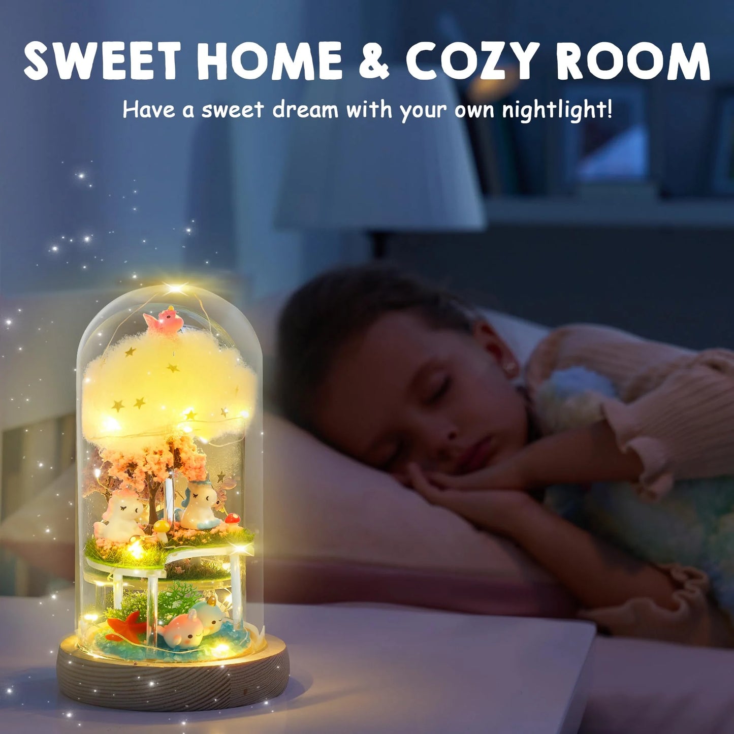 Klever Kits Unicorns Terrarium Kit for Kids, Make Your Own Unicorn Night Light, Girls Gift for Aged 6+ Years