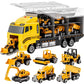 Lucky Doug Construction Toy Truck for Toddler, Boy Truck with 6 Metal Construction Cars, Toys for Boys Ages 3-6-8