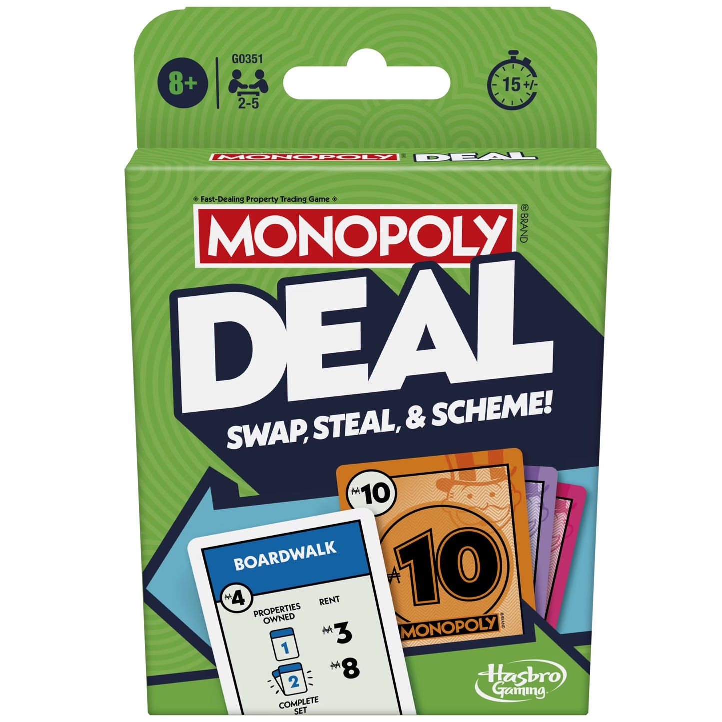 Monopoly Deal Card Game, Quick-Playing Family Card Game for 2-5 Players, Easter Basket Stuffers, Ages 8+
