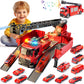 WonderStone Kids Fire Truck Toys, Alloy Deformable Cars with Light & Sound/ Extendable Aerial Ladder/ Working Water Pump, Fire Engine for 3-7 Years Old Boys Thanksgiving Christmas Birthday Gifts