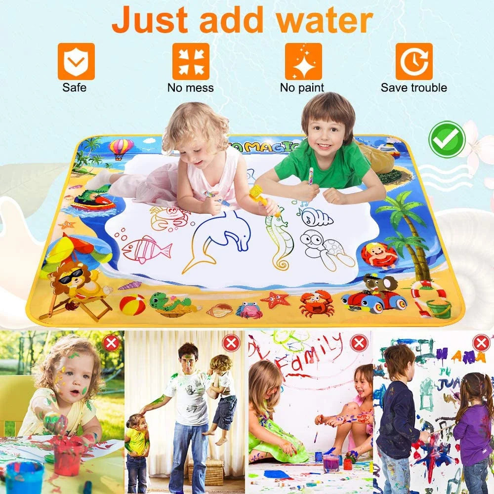 Doodle Drawing Mat, 40 x 32 inch Large Aqua Magic Water Drawing Mat Toy Gifts for Boys Girls Kids Painting Writing Pad Educational Learning Toys for Toddler 3 4 5 6 Years Old